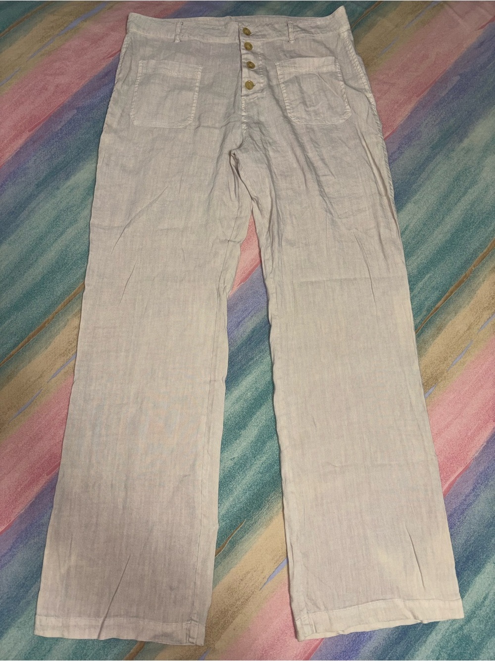 Alp N Rock PHOEBE straight LEG PANT silver gray size L linen blend